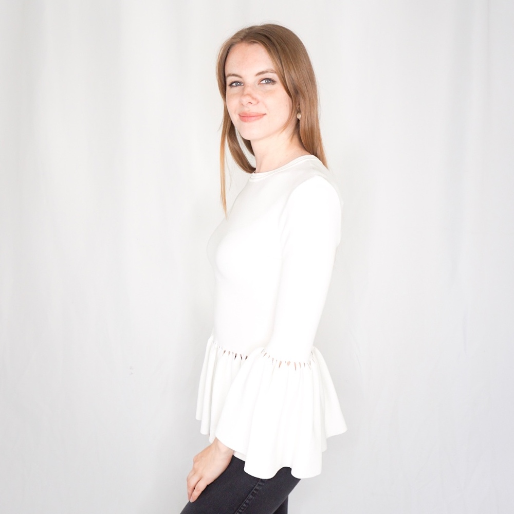 JONATHAN SIMKHAI Knit Bell Sleeve Peplum Top 0005 - Picture 6 of 8